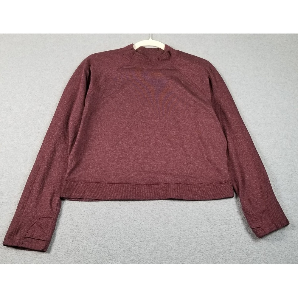 Old Navy Sweatshirt Womens Large L Burgundy Go-Dry Pullover Mock Neck Activewear